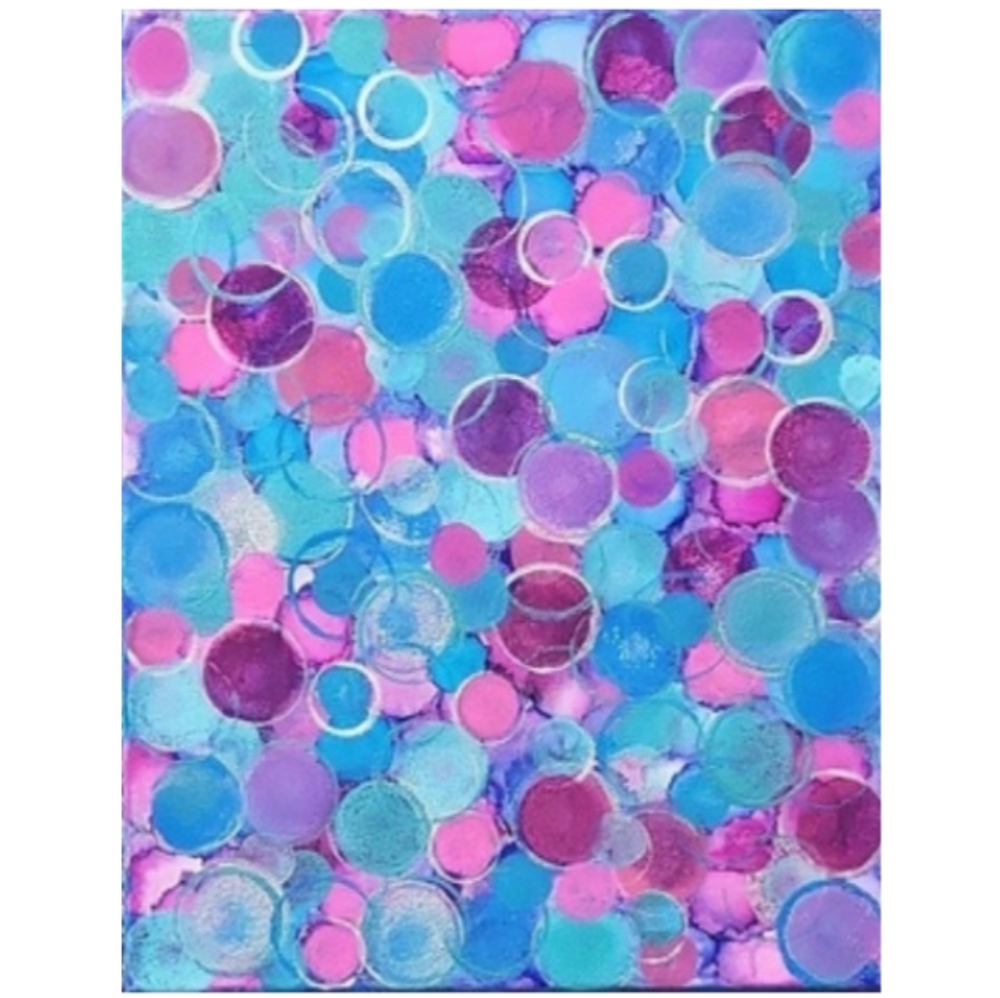 Hand Crafted Blue and Purple Abstract Design 11x14 Inches Canvas Painting